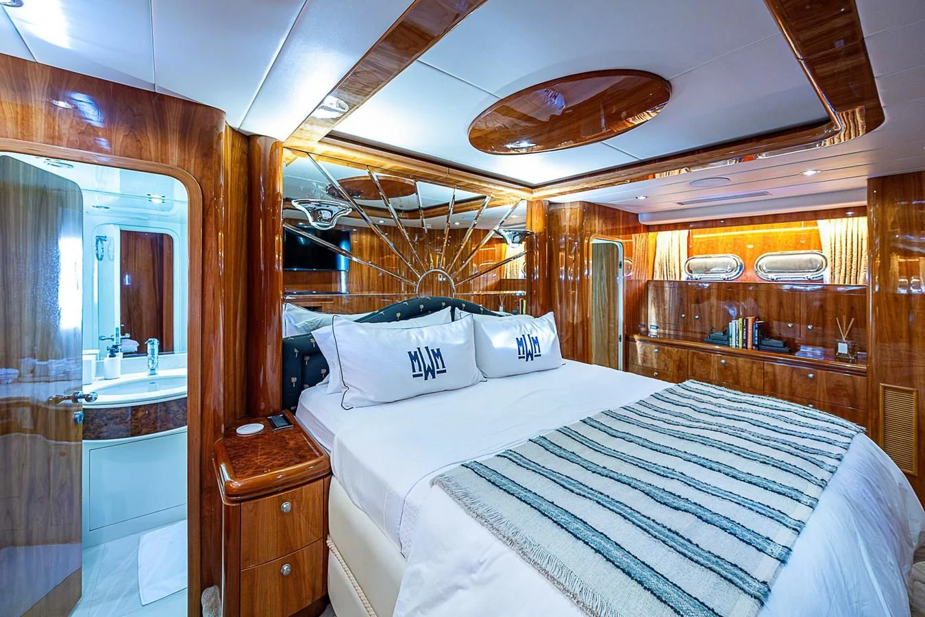 a bed in a cabin aboard THE USUAL Yacht for Sale