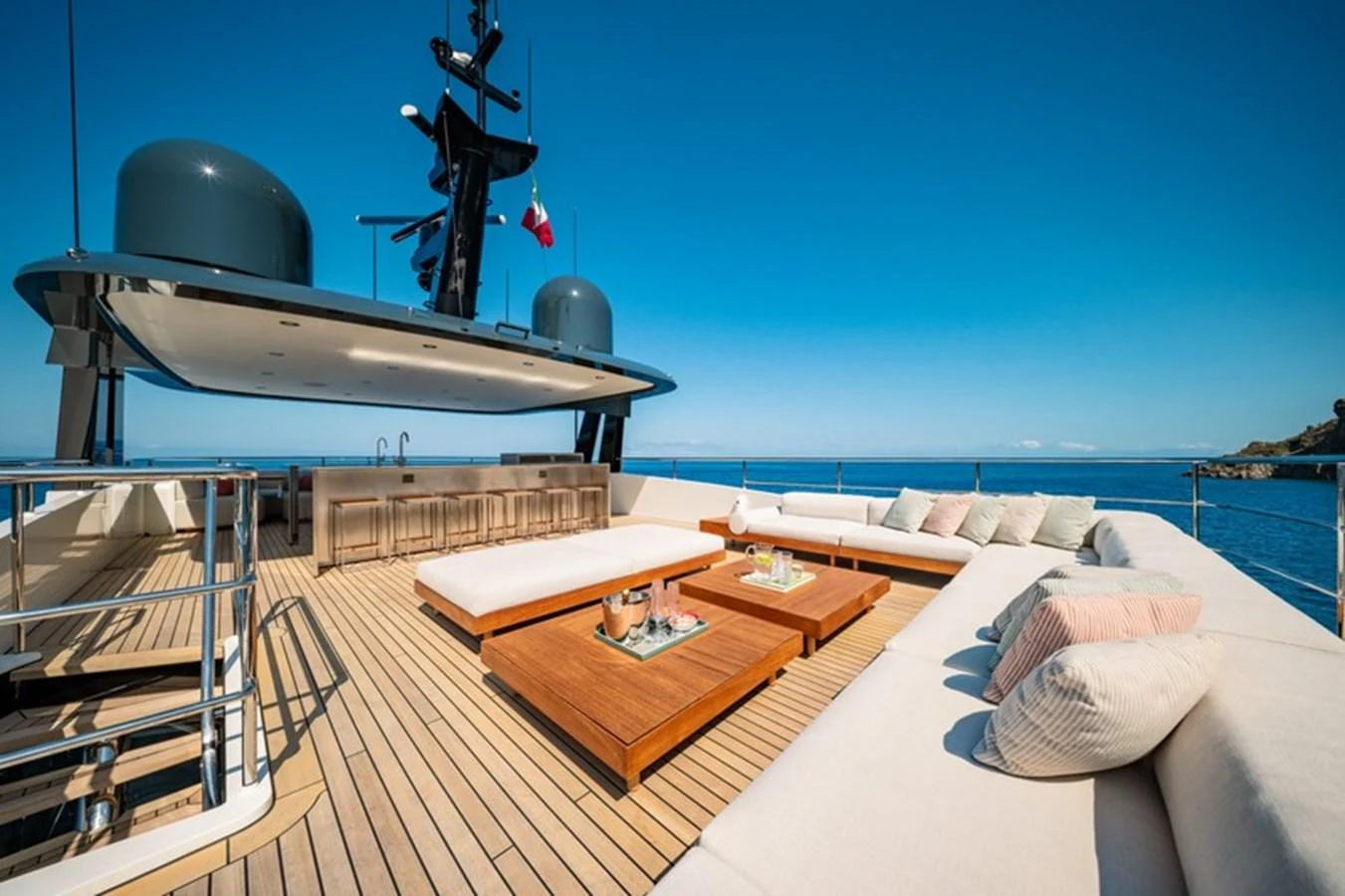 a boat on a deck aboard COCOON Yacht for Sale