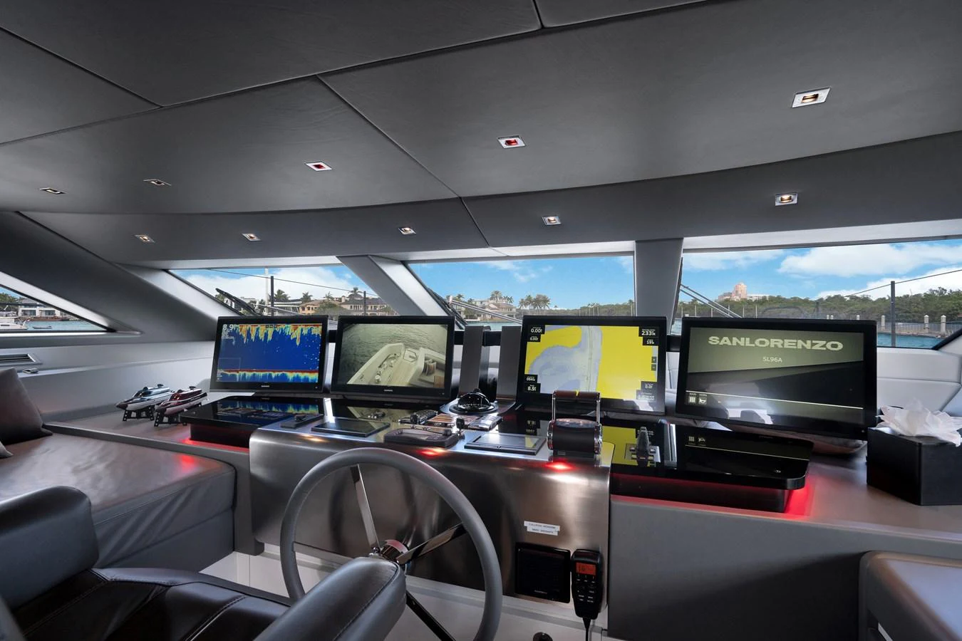 a room with computers and monitors aboard SWEET VIRGINIA Yacht for Sale