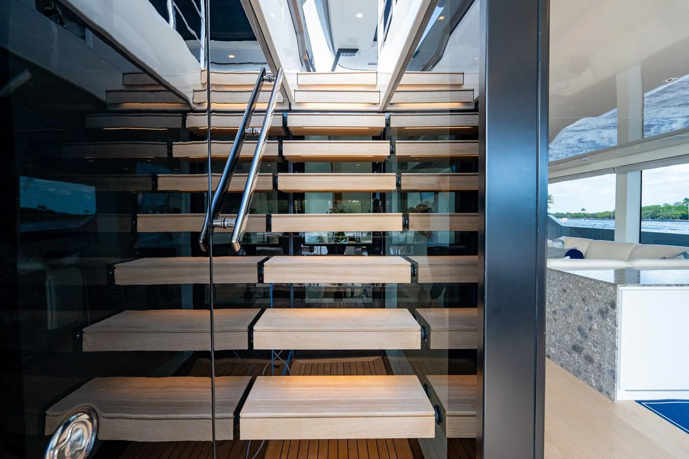 a room with a set of shelves aboard SWEET VIRGINIA Yacht for Sale