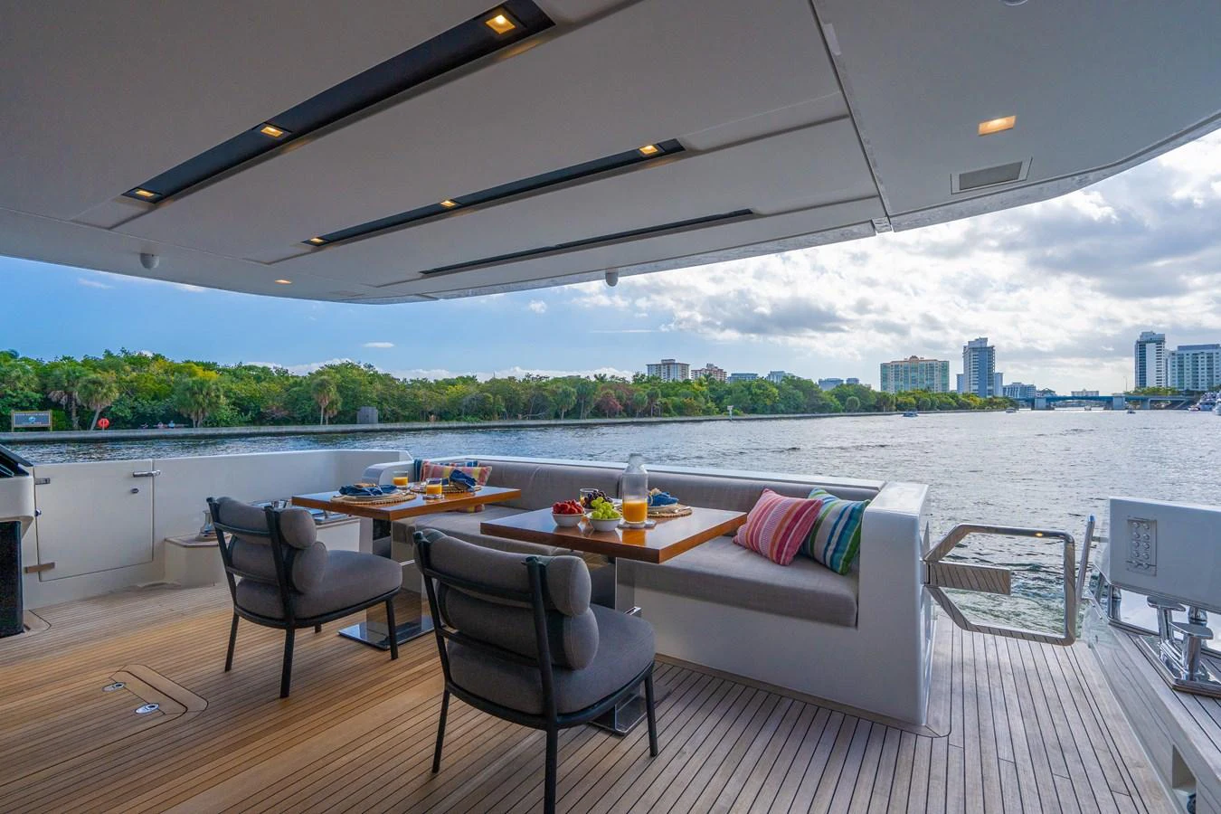 a room with a table and chairs aboard SWEET VIRGINIA Yacht for Sale