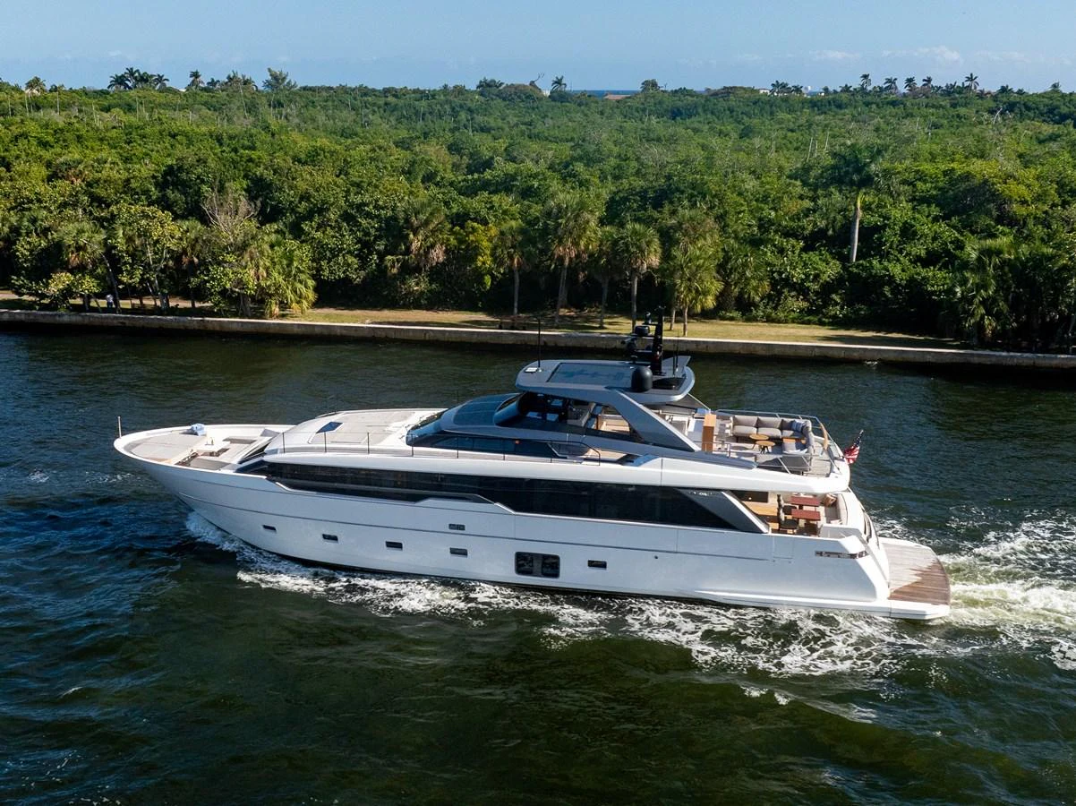 a white boat on water aboard SWEET VIRGINIA Yacht for Sale