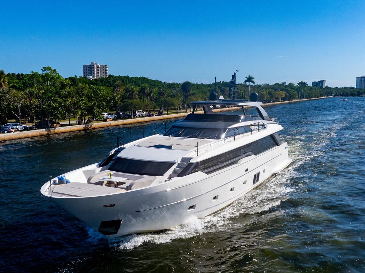 a white yacht on the water aboard SWEET VIRGINIA Yacht for Sale