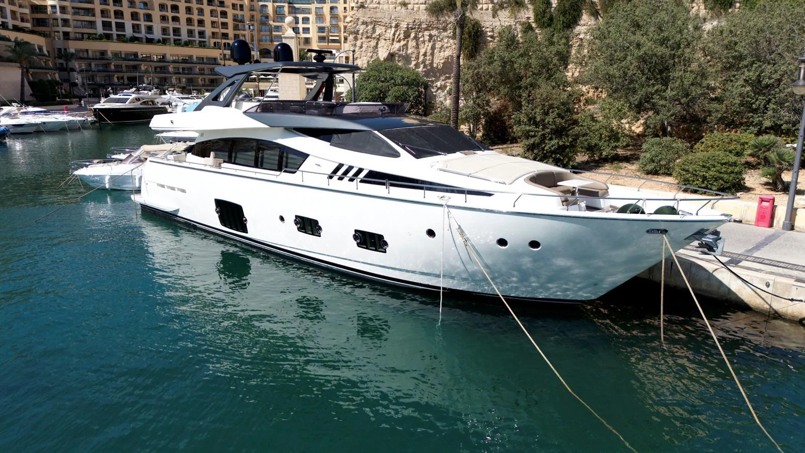 a boat docked at a pier aboard ANTONINA Yacht for Sale
