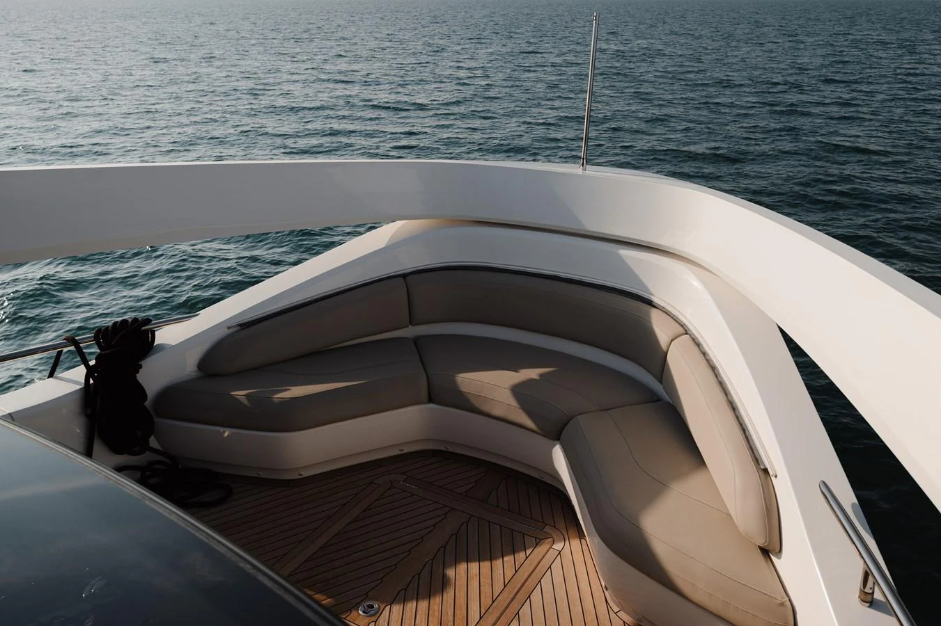 The bow seating area offers a comfortable space to relax and enjoy the ocean views. aboard PRINCESS X95 808 Yacht for Sale