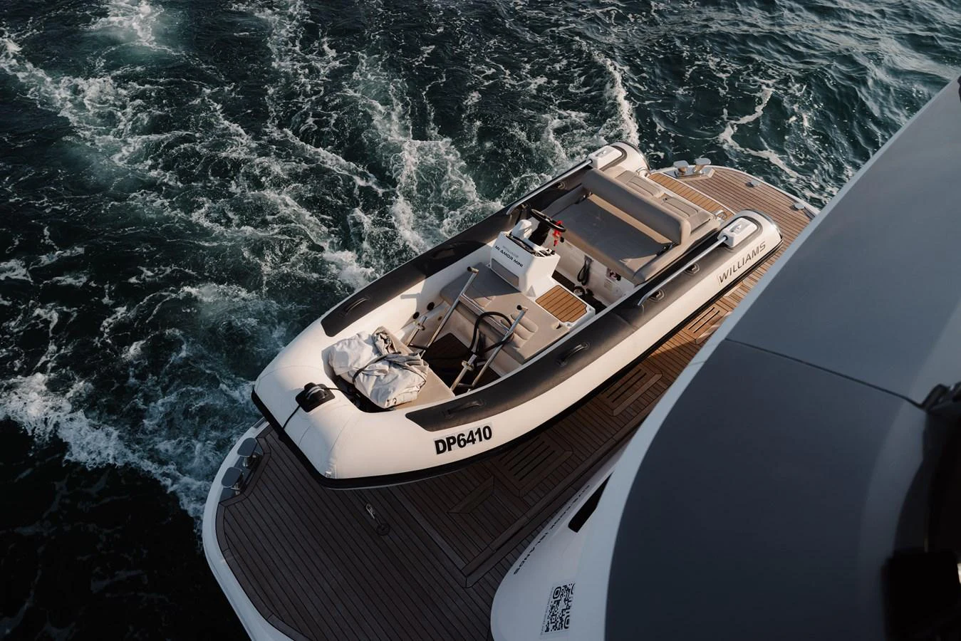 A sleek tender is secured on the aft deck of the yacht, ready for adventure. aboard PRINCESS X95 808 Yacht for Sale