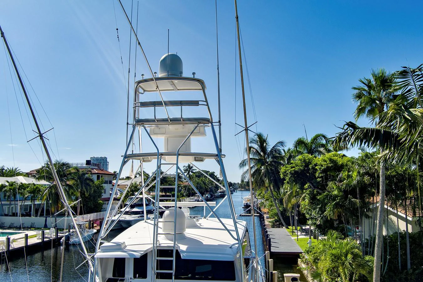 a large white boat in a harbor aboard VKY74038A808 Yacht for Sale
