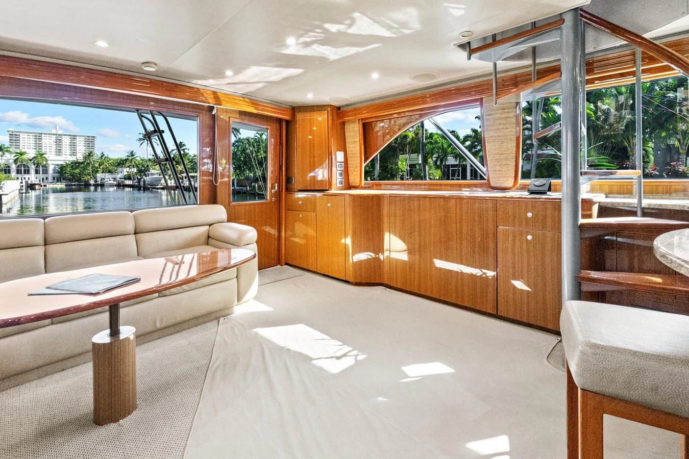 a living room with a couch and a table aboard VKY74038A808 Yacht for Sale