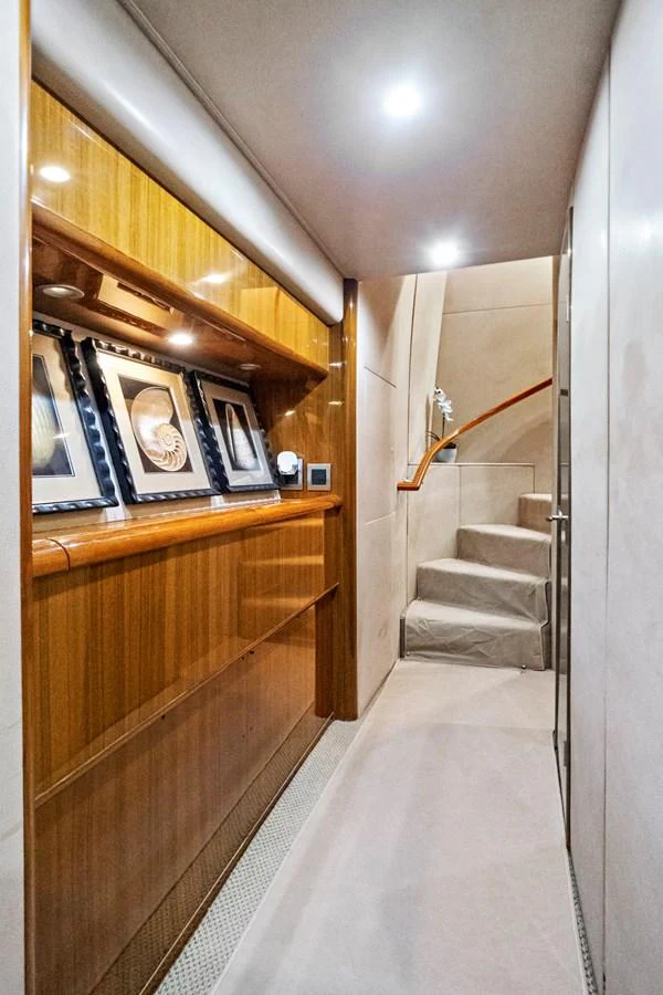 a wooden bathroom with a wood cabinet aboard VKY74038A808 Yacht for Sale