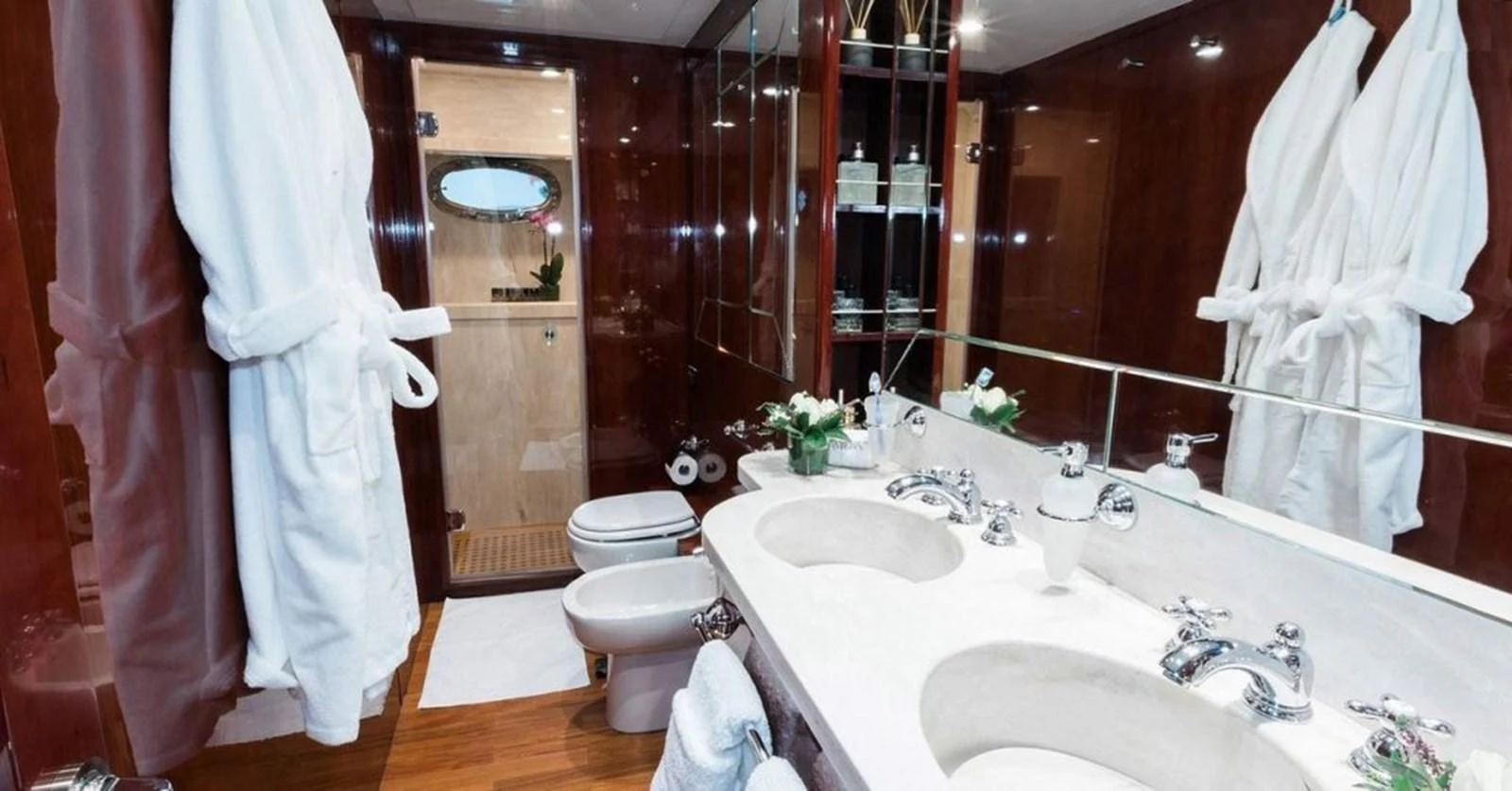 a bathroom with a sink and toilet aboard ALBATOR 2 Yacht for Sale