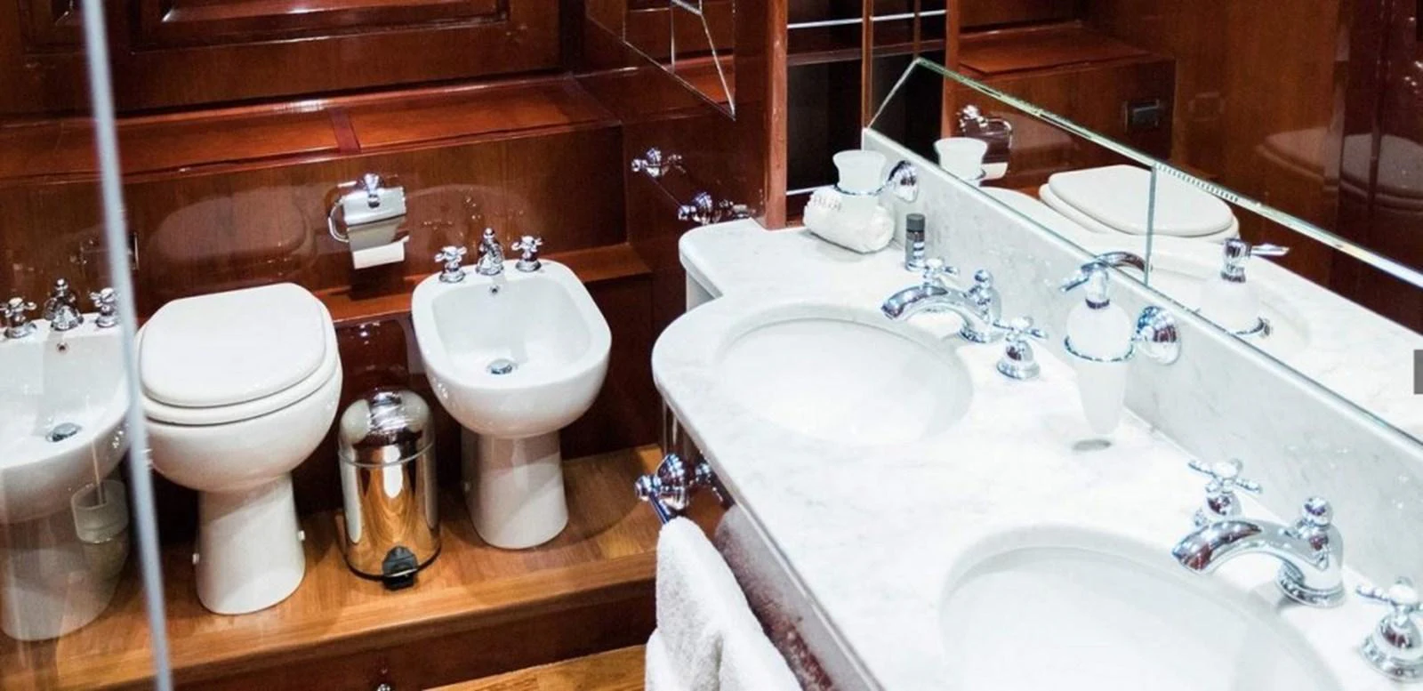 a bathroom with a sink and a toilet aboard ALBATOR 2 Yacht for Sale