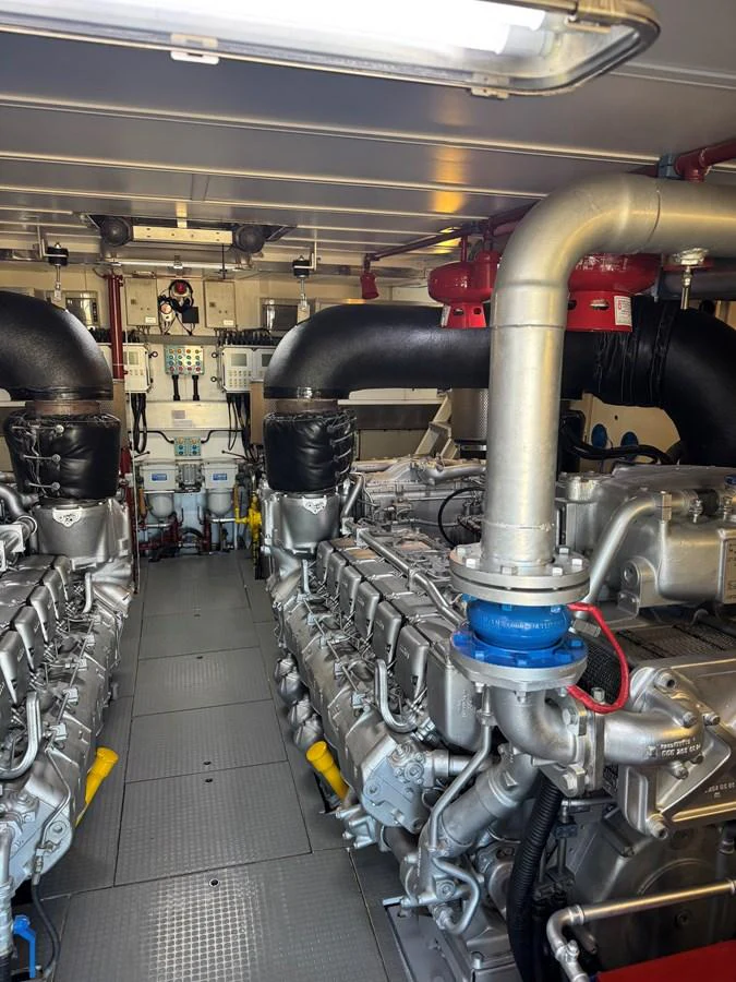 a large machine in a room aboard ALBATOR 2 Yacht for Sale
