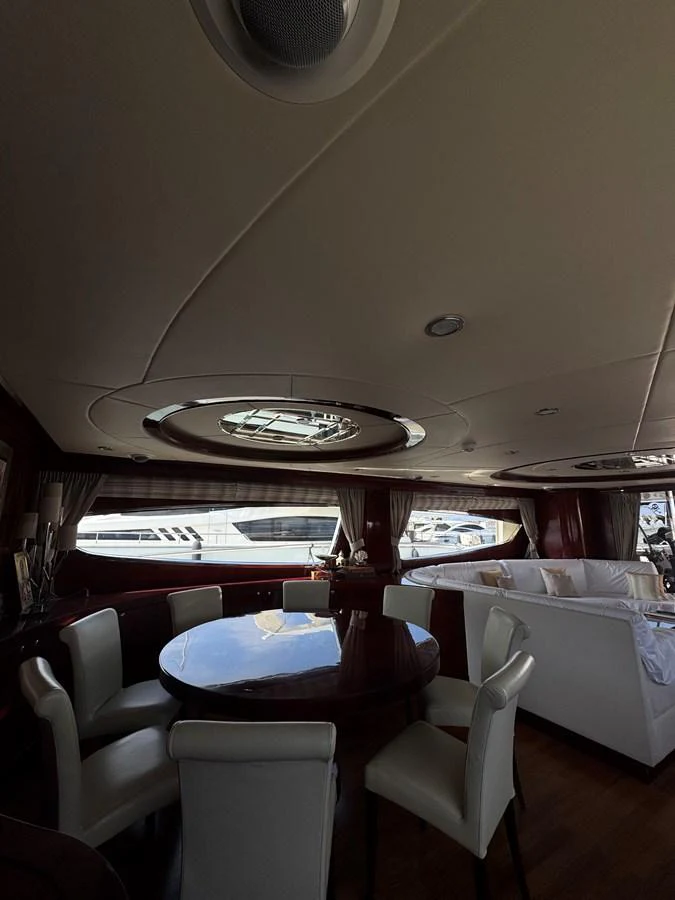 a car with a chandelier above it aboard ALBATOR 2 Yacht for Sale