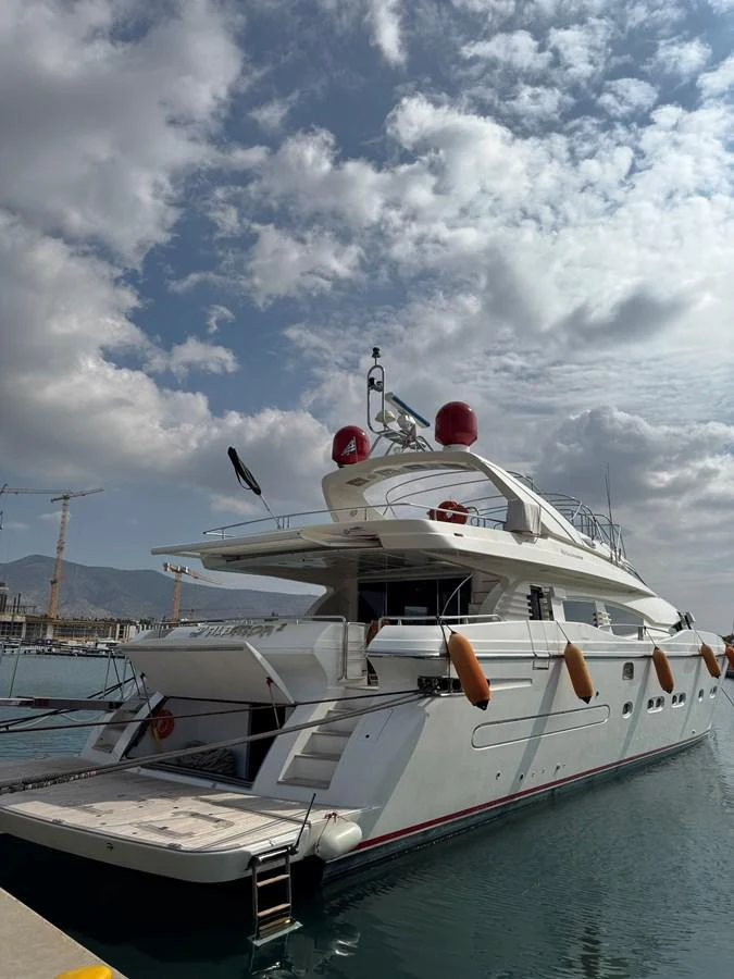 a white boat in the water aboard ALBATOR 2 Yacht for Sale