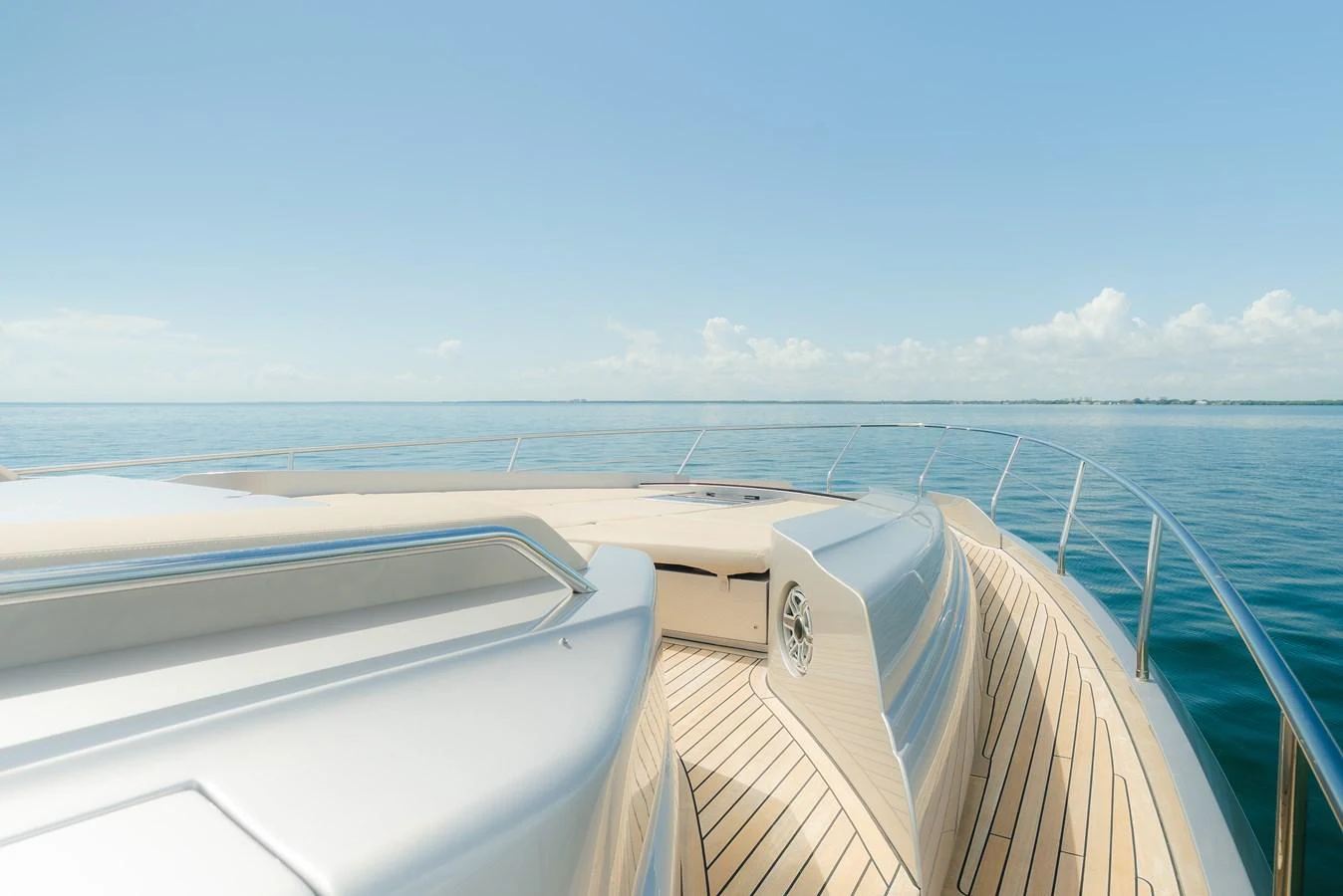 The foredeck offers a serene and expansive view over calm waters. aboard NOVA Yacht for Sale