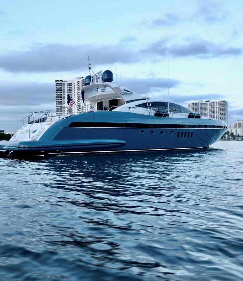 a large boat in the water aboard OLIVIA K Yacht for Sale