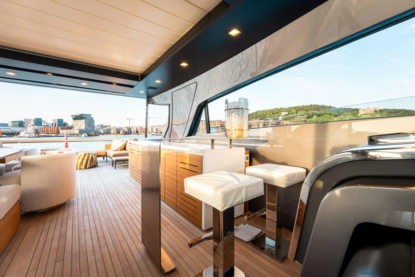 inside of a car aboard NORTH Yacht for Sale