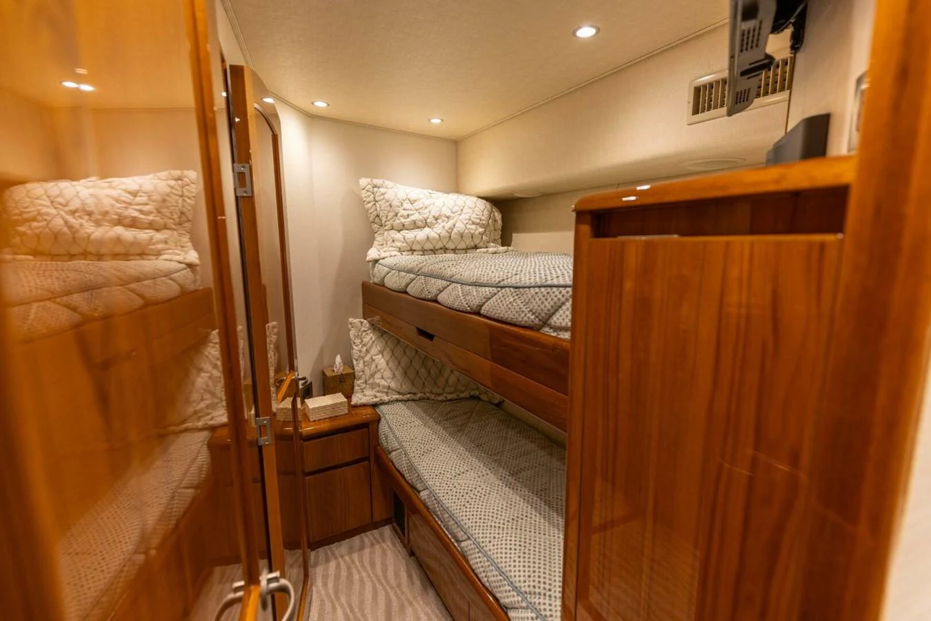 a room with bunk beds aboard MISS VIRGINIA Yacht for Sale