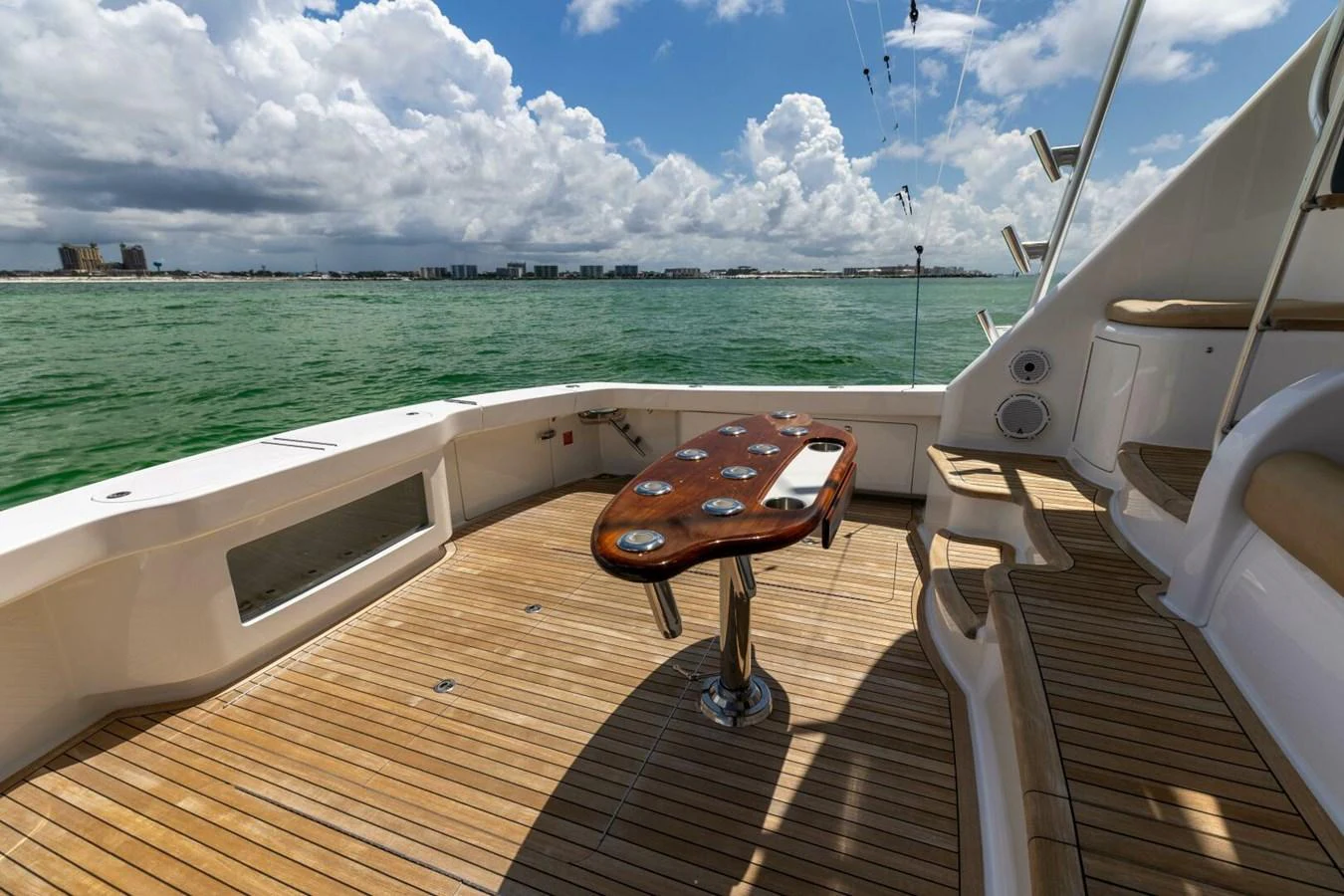 a boat on a deck aboard MISS VIRGINIA Yacht for Sale
