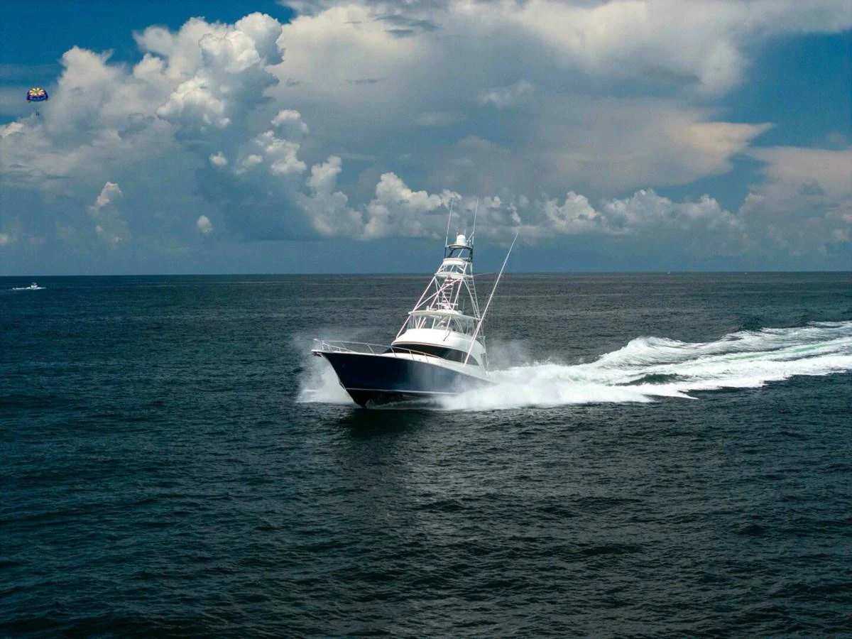 a boat on the water aboard MISS VIRGINIA Yacht for Sale