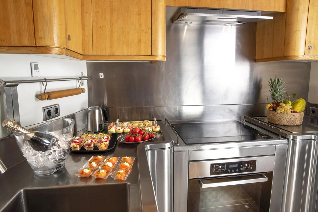 a kitchen with food on the counter aboard CAPRICORNO Yacht for Sale