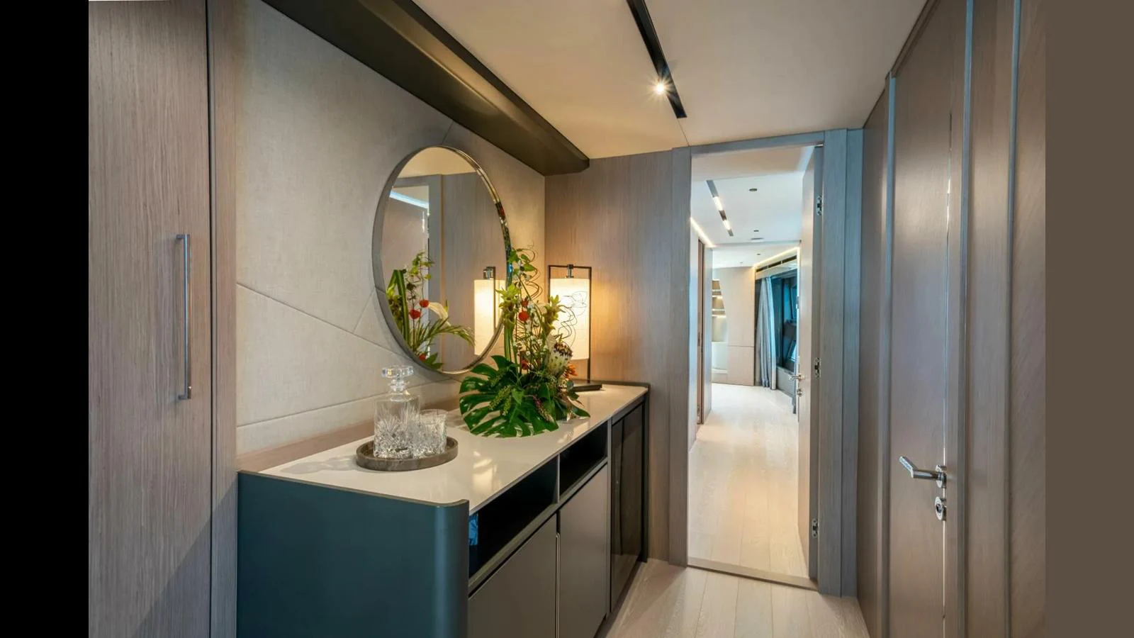 a bathroom with a large mirror aboard 100 YACHT Yacht for Sale