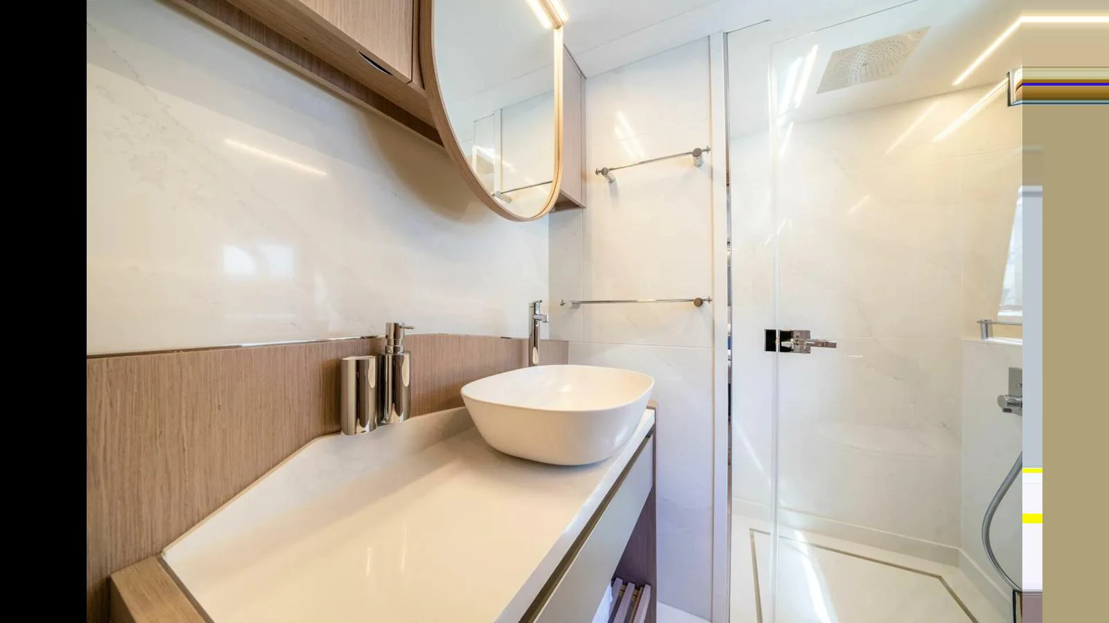 a bathroom with a sink and a mirror aboard 100 YACHT Yacht for Sale