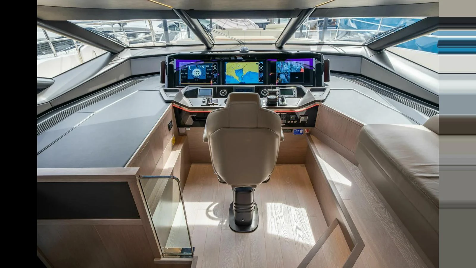 a table with a lamp on it aboard 100 YACHT Yacht for Sale