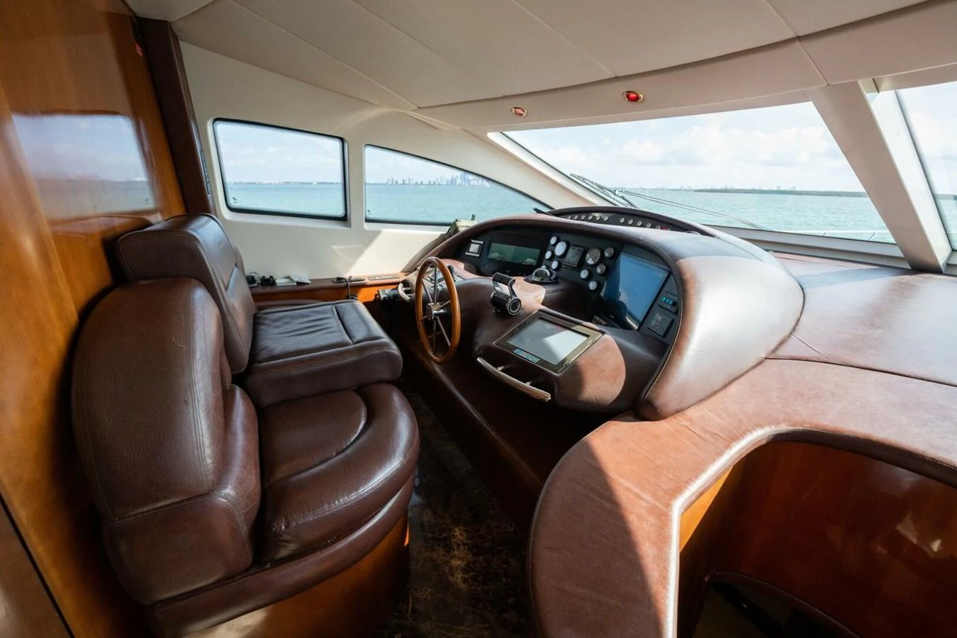 the inside of a car aboard AZURE Yacht for Sale
