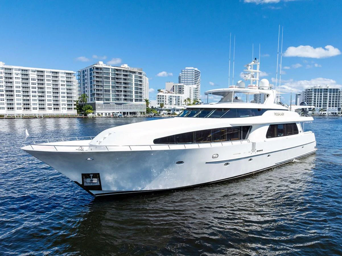 a white yacht in the water aboard PICOSA LADY Yacht for Sale