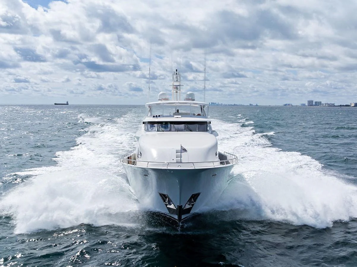 a large white boat in the water aboard PICOSA LADY Yacht for Sale