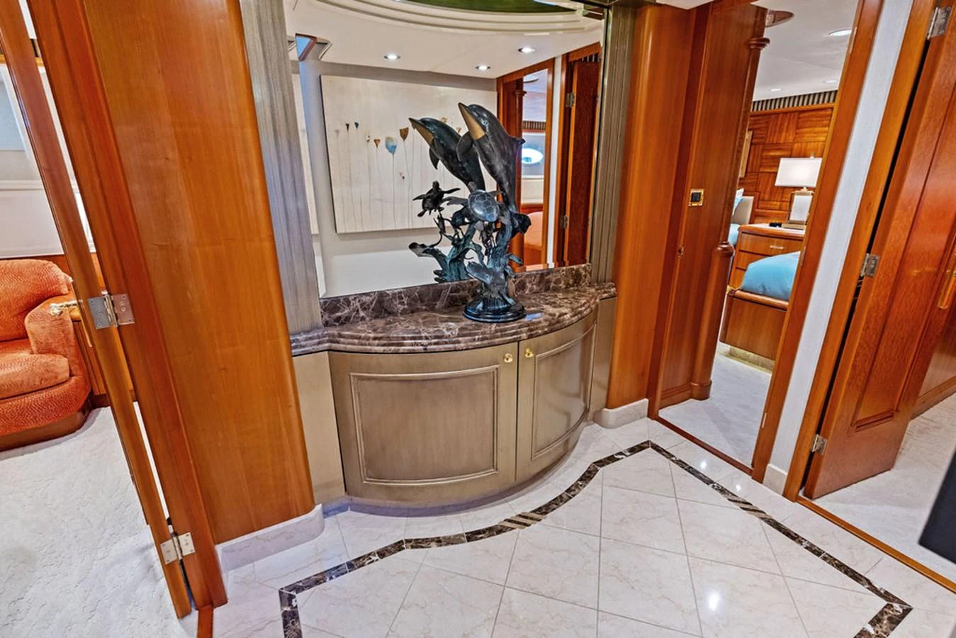 a bathroom with a marble counter aboard PICOSA LADY Yacht for Sale