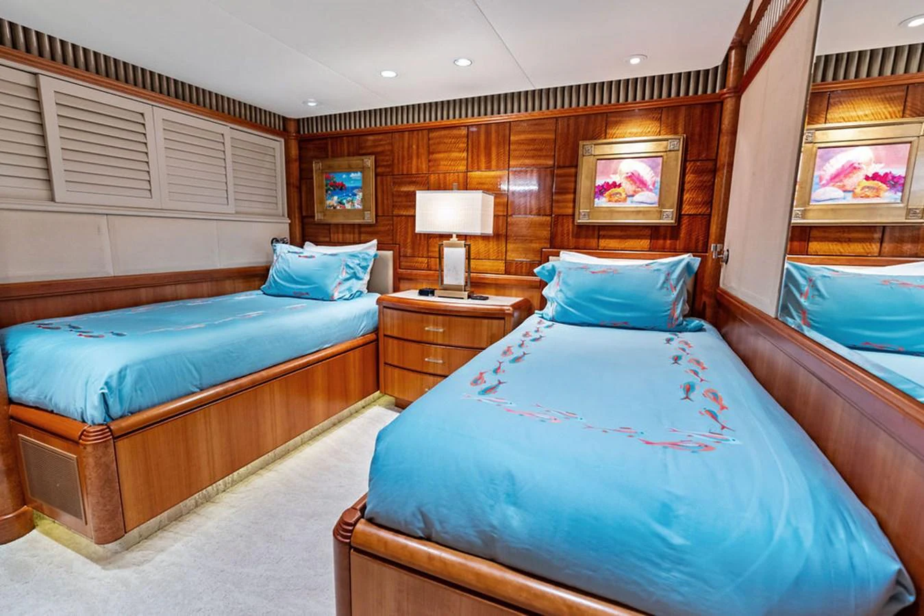 a couple of beds in a room aboard PICOSA LADY Yacht for Sale