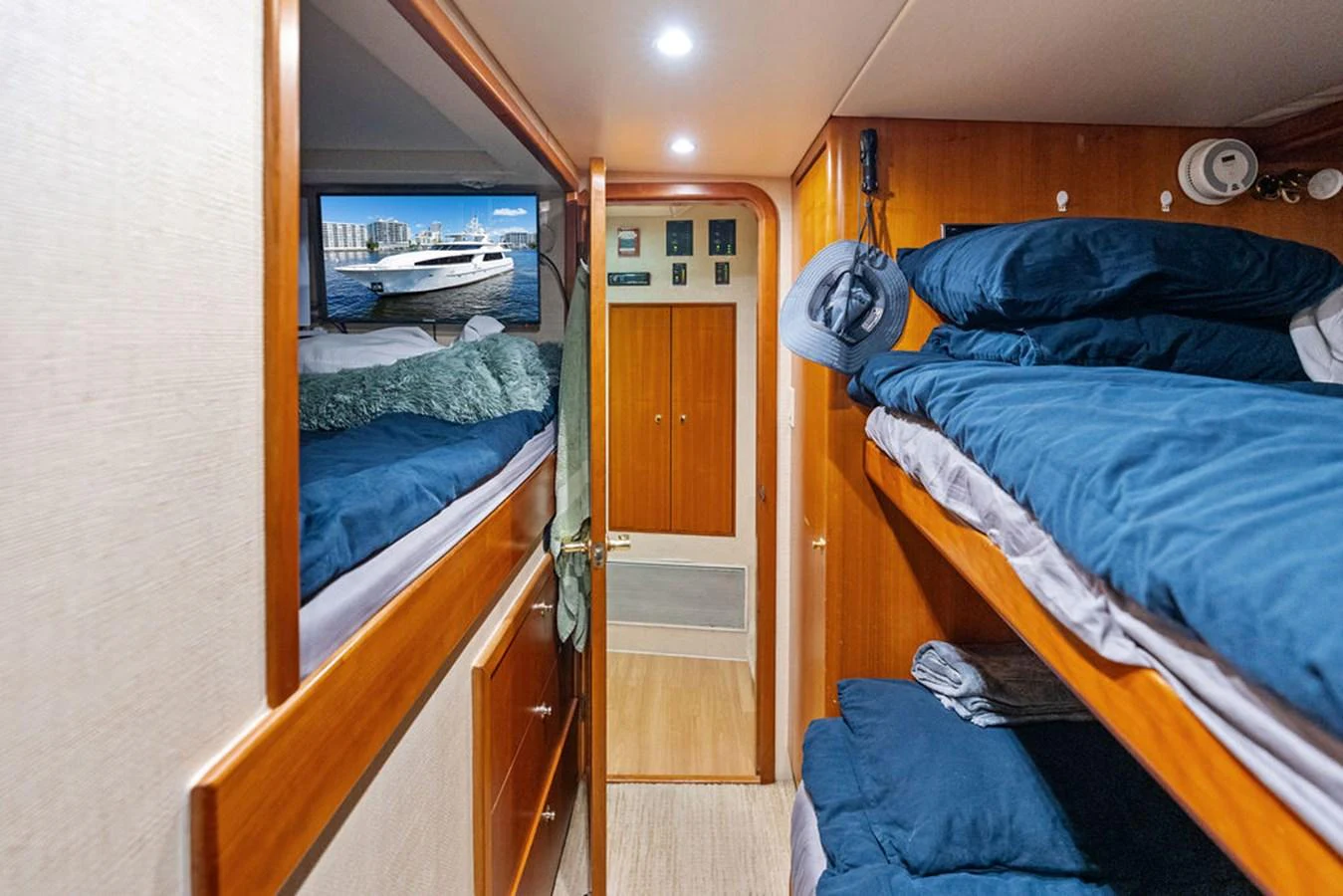 a room with bunk beds aboard PICOSA LADY Yacht for Sale