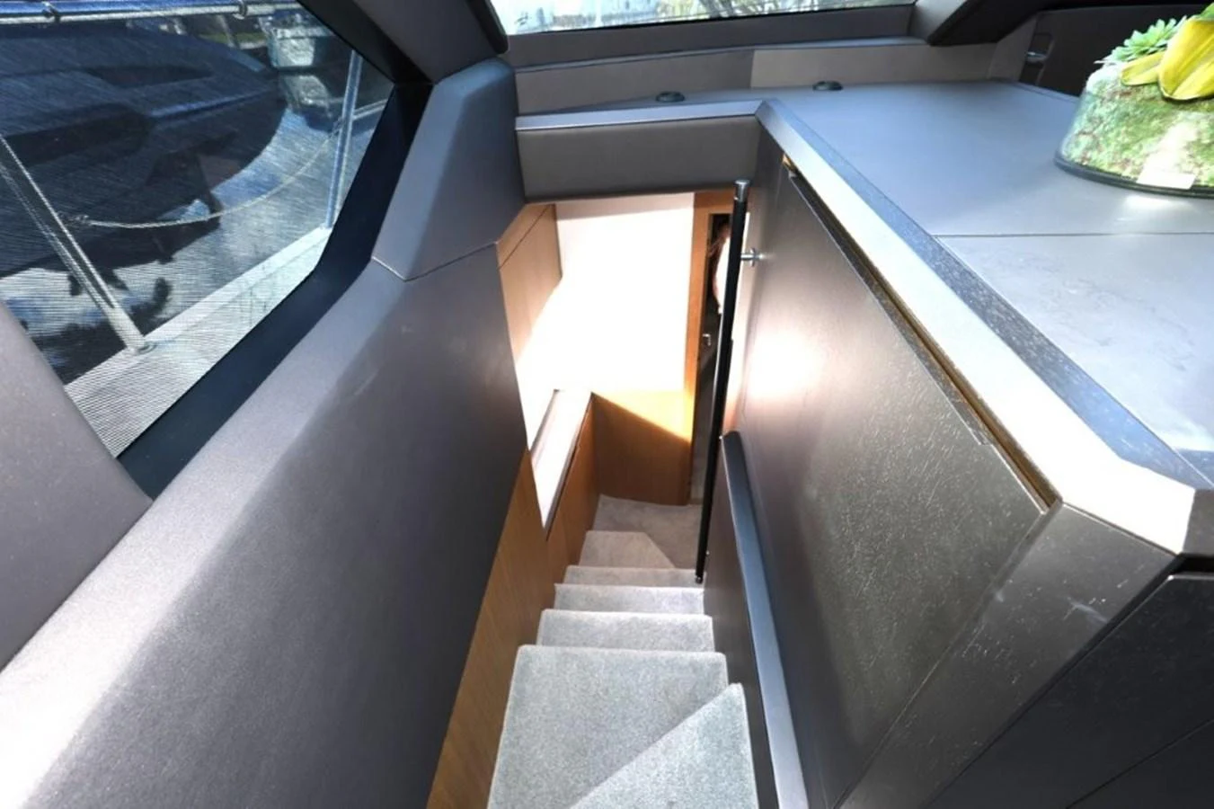 a kitchen with a staircase aboard GLN65001J819 Yacht for Sale