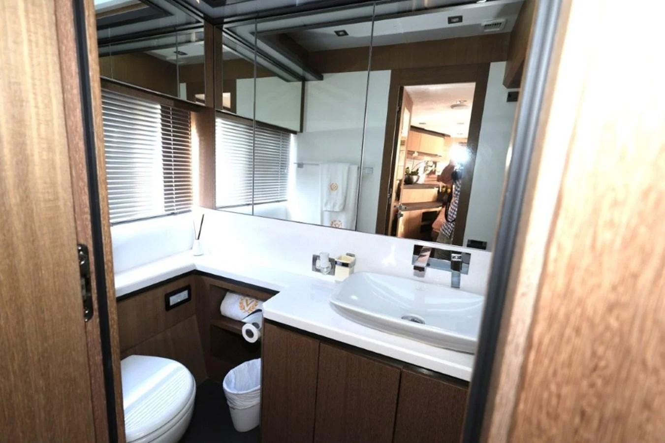 a bathroom with a sink and a mirror aboard GLN65001J819 Yacht for Sale