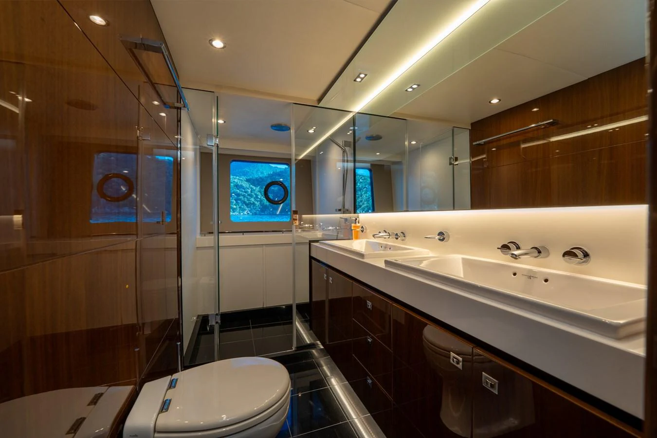 a bathroom with a sink and a toilet aboard MY LADY Yacht for Sale