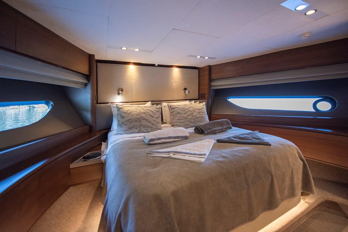 a bed in a room aboard LADY PARISA Yacht for Sale