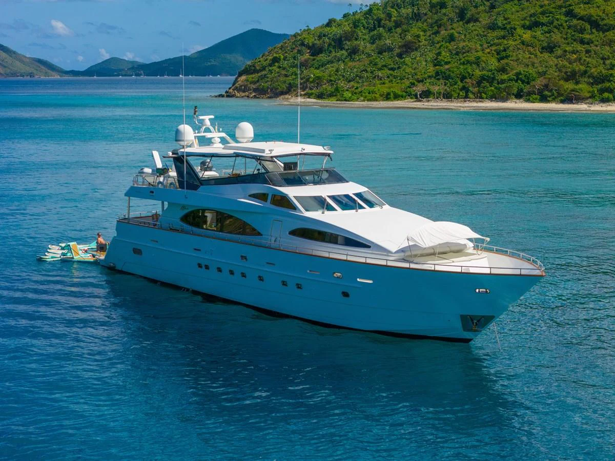 a white yacht in the water aboard CALAIS Yacht for Sale