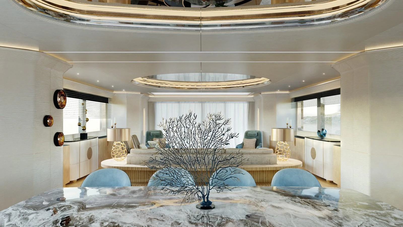 The yacht's salon exudes elegance with its luxurious seating and sophisticated decor. aboard CLASSICA 40 Yacht for Sale