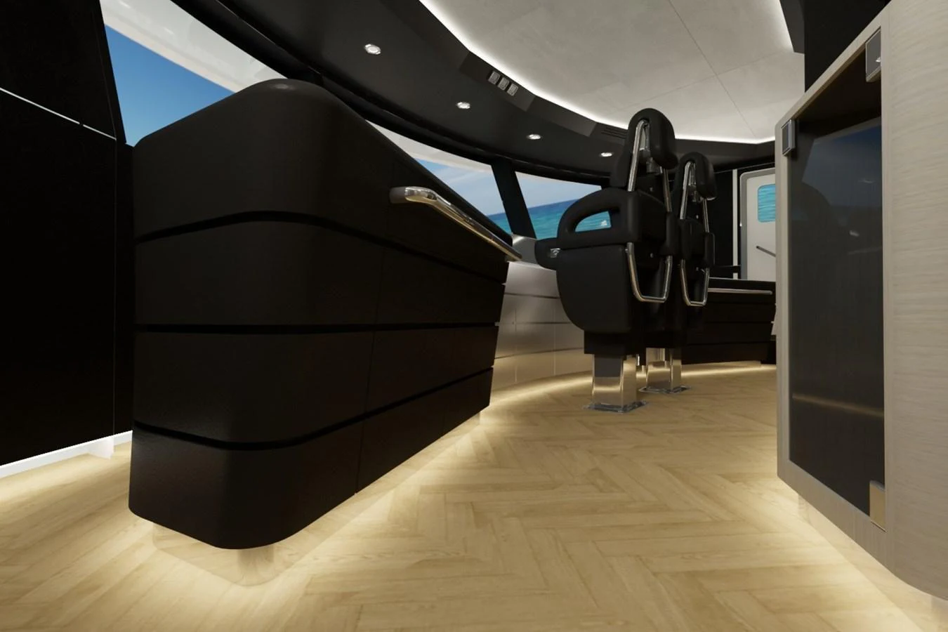 The yacht's helm features sleek, modern design with comfortable seating and advanced controls. aboard CLASSICA 40 Yacht for Sale