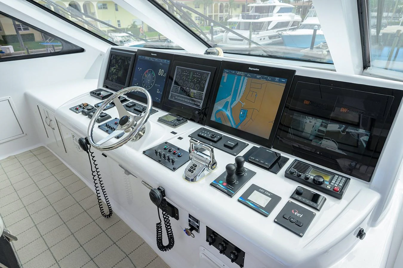 The helm station features advanced navigation and control systems for a seamless sailing experience. aboard SAPPHIRE Yacht for Sale