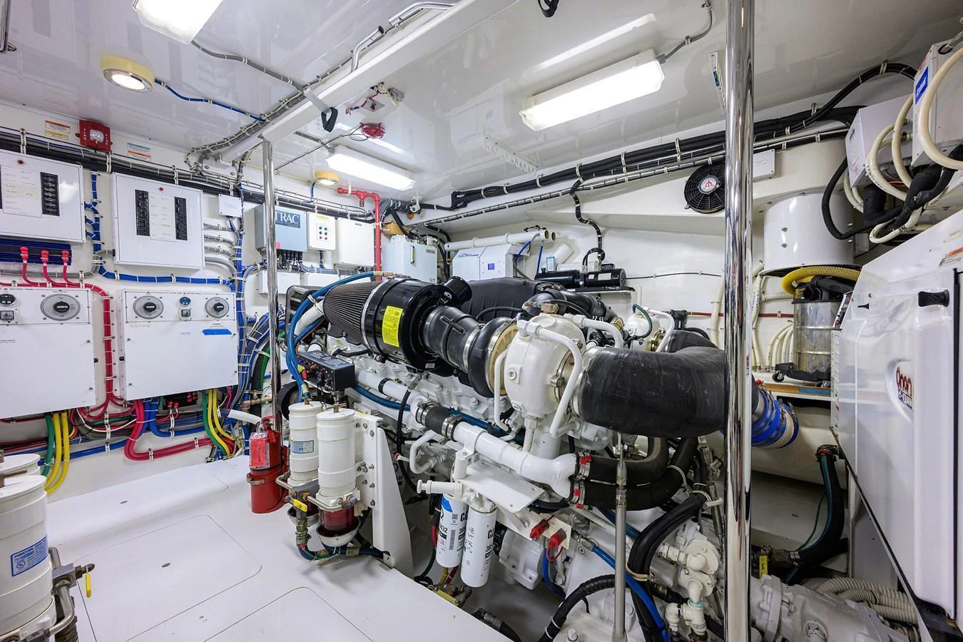 The engine room showcases the yacht's powerful and meticulously maintained machinery. aboard SAPPHIRE Yacht for Sale