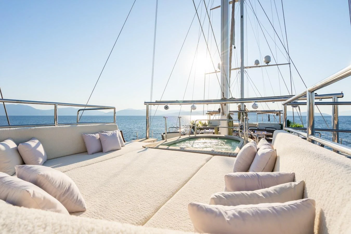 a large boat on a body of water aboard THE LANGLEY Yacht for Sale