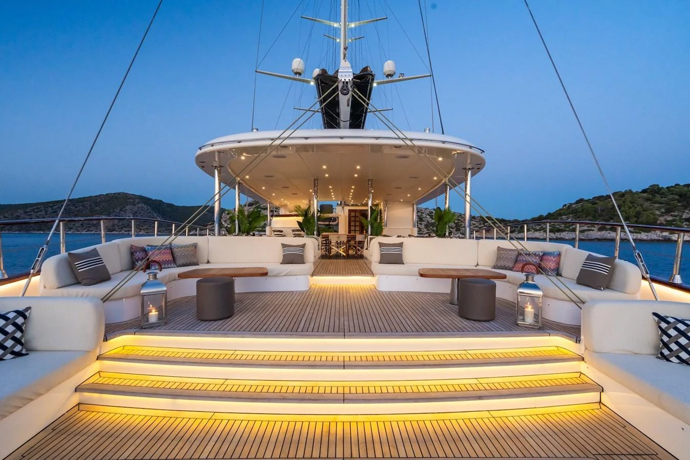 a large white ship in a large body of water aboard THE LANGLEY Yacht for Sale
