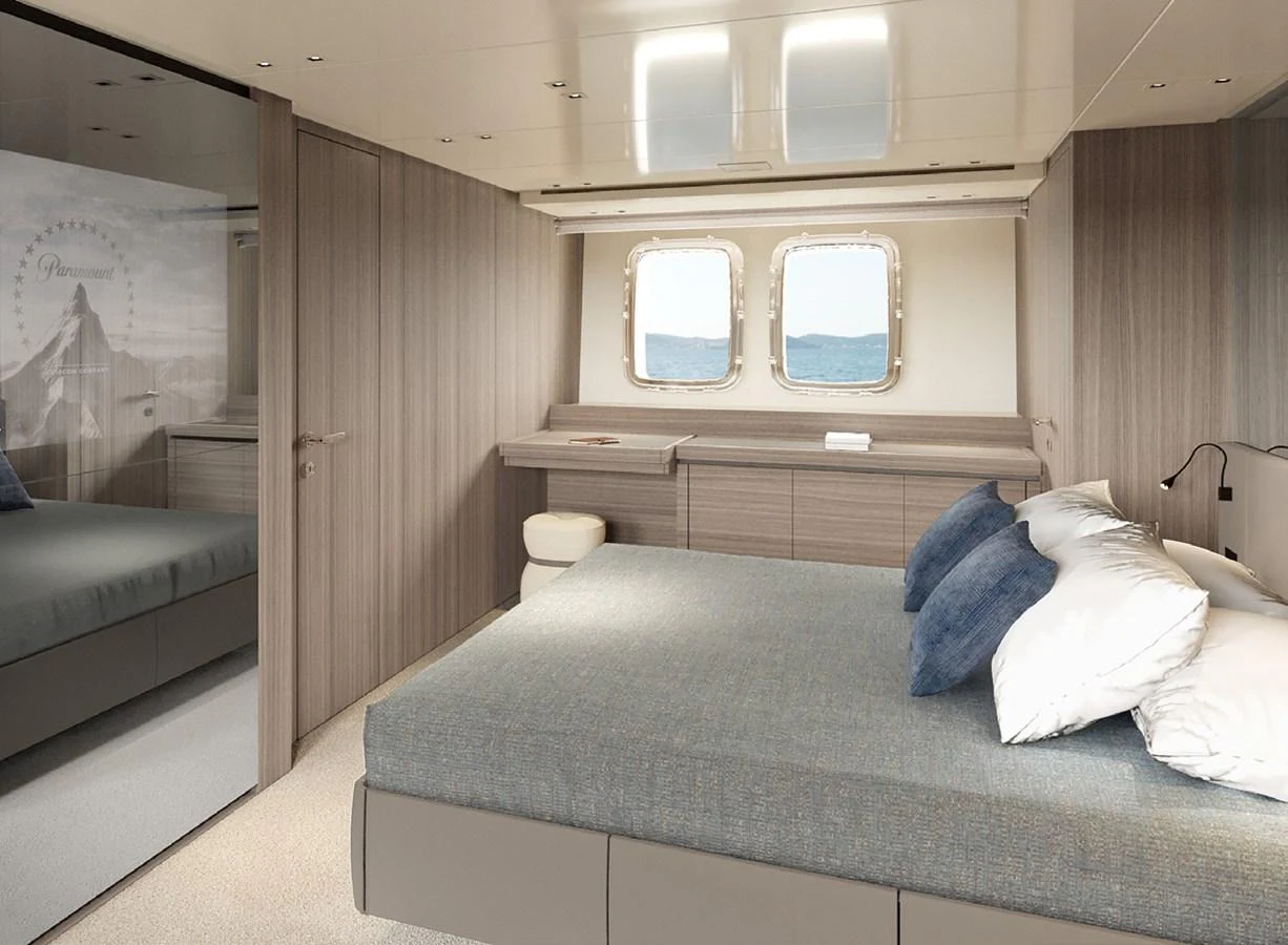 a bed in a room aboard SIXTYFIVE Yacht for Sale