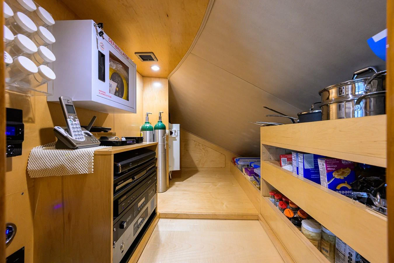 a kitchen with a lot of clutter aboard MARLIN MONROE Yacht for Sale