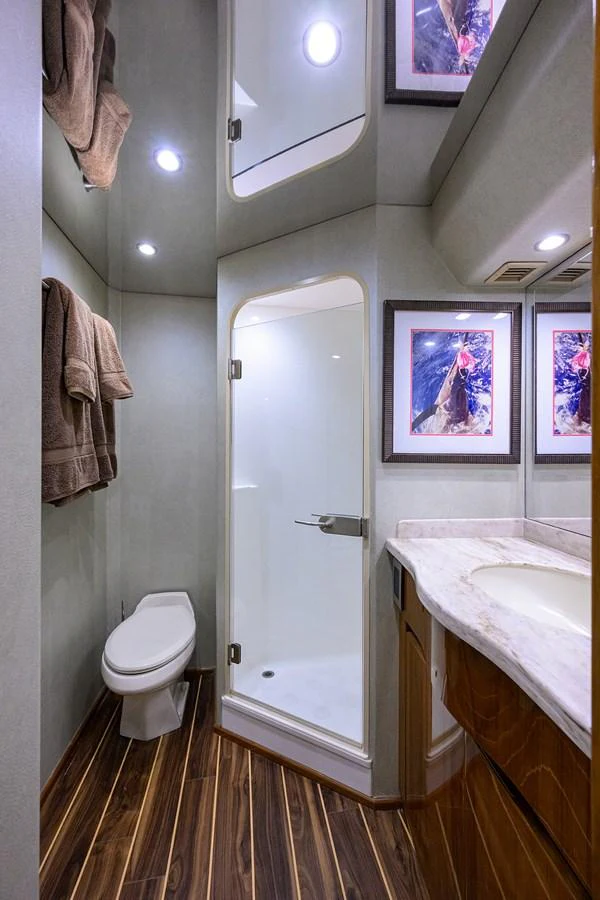 a bathroom with a sink and a toilet aboard MARLIN MONROE Yacht for Sale
