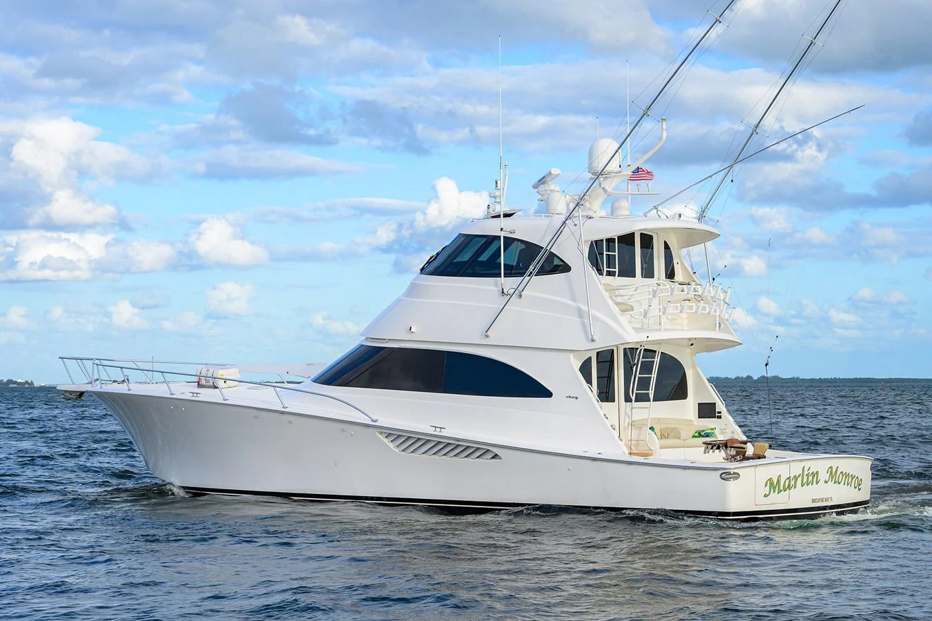 a white yacht in the water aboard MARLIN MONROE Yacht for Sale