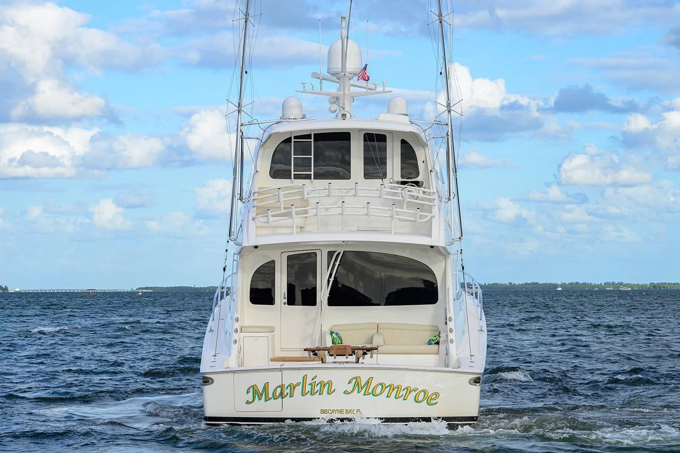 a white boat in the water aboard MARLIN MONROE Yacht for Sale